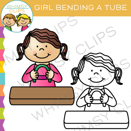 Girl Bending a Tube Clip Art