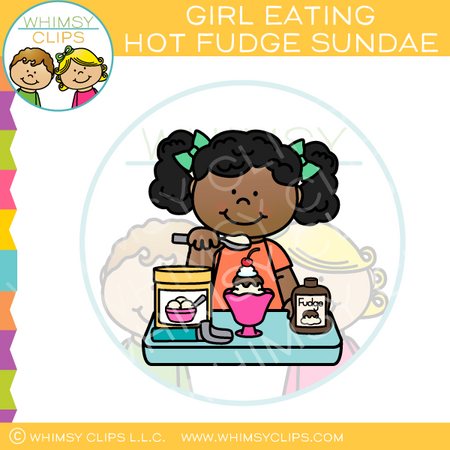 Girl Eating Sundae Clip Art