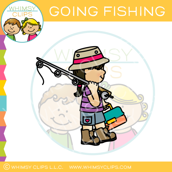 Girl Going Fishing Clip Art