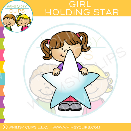 Girl Holding Star Clip Art