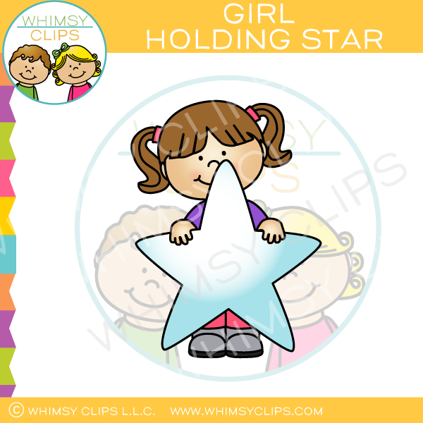 Girl Holding Star Clip Art
