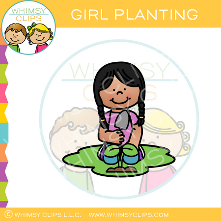 Girl Planting Clip Art