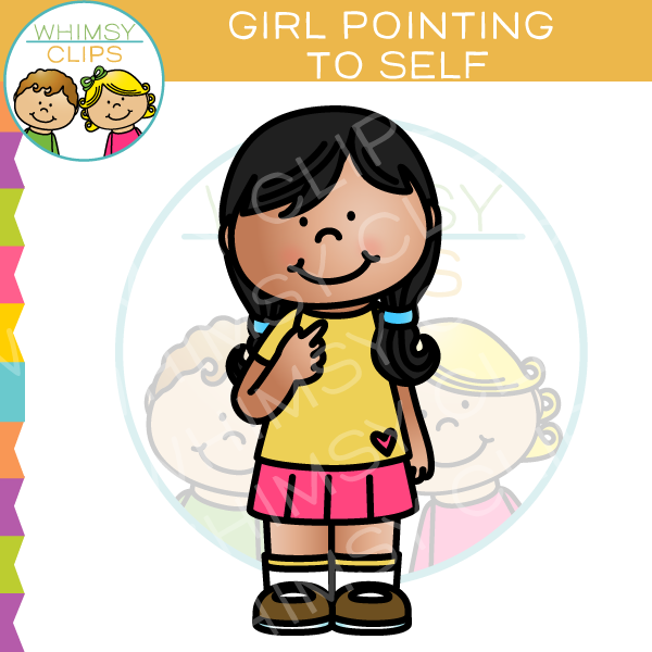 Girl Pointing to Self Clip Art