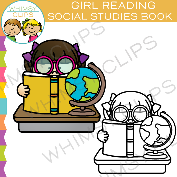 Girl Reading Social Studies Book Clip Art, Images & Illustrations ...