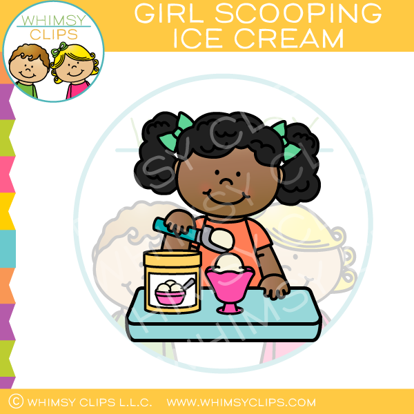 Girl Scooping Ice Cream Clip Art