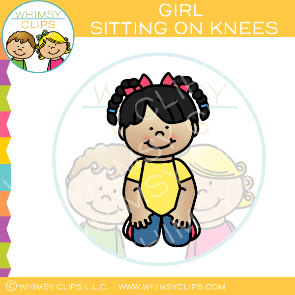 Girl Sitting On Knees Clip Art