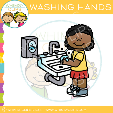 Girl Washing Hands Clip Art