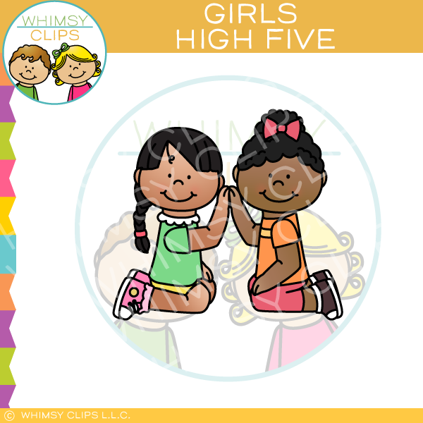 Girls High Five Clip Art