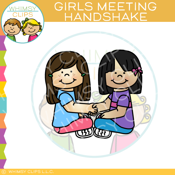 Girls Shaking Hands Clip Art