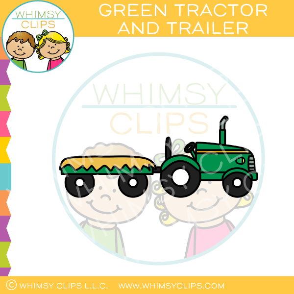 Green Farm Tractor And Trailer Clip Art