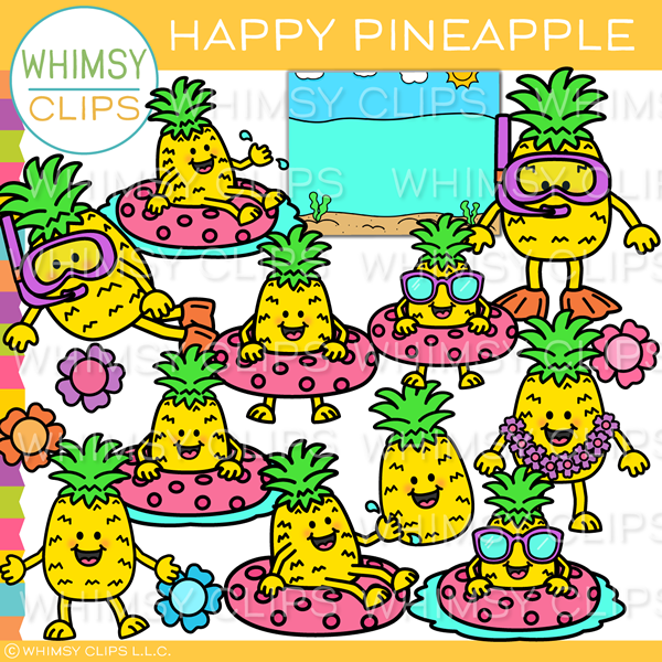 Happy Pineapple Clip Art