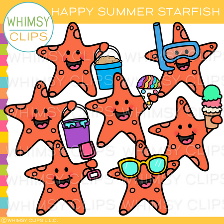 Free Cute and Happy Summer Starfish Clip Art