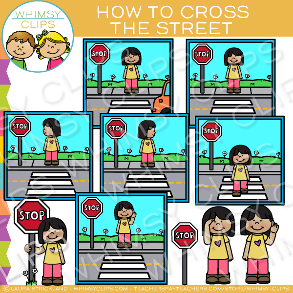 How to Cross the Street Safety Clip Art
