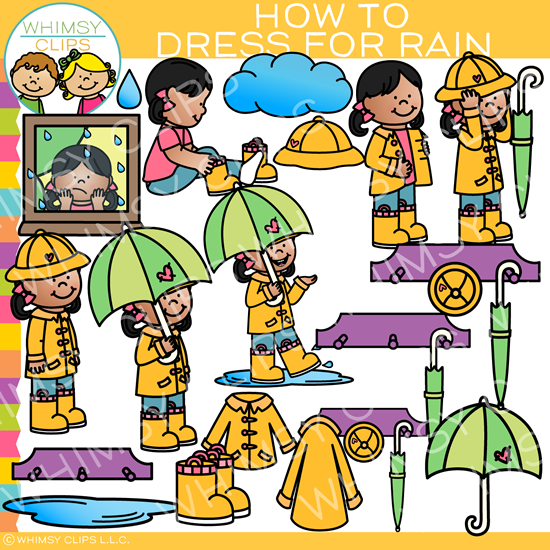 How to Dress for Rain Clip Art
