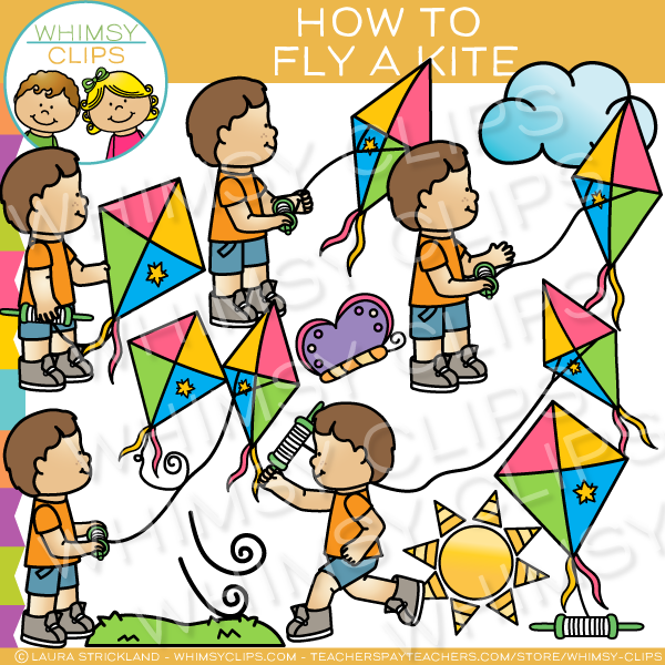 Spring Fly a Kite Clip Art