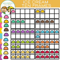 Ice Cream Ten Frames Clip Art