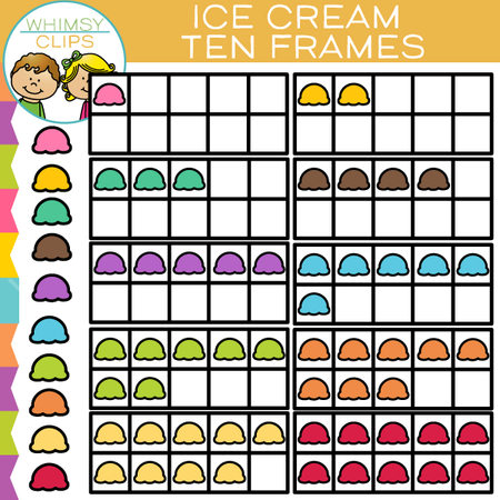 Ice Cream Ten Frames Clip Art