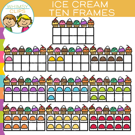 Ice Cream Ten Frames Clip Art