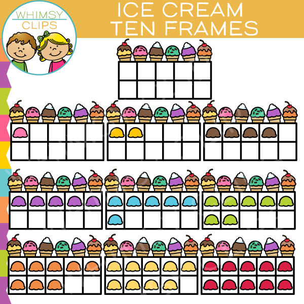 Ice Cream Ten Frames Clip Art