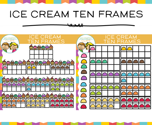 Ice Cream Ten Frames Clip Art