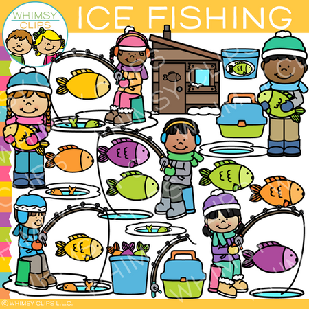 Winter Ice Fishing Clip Art