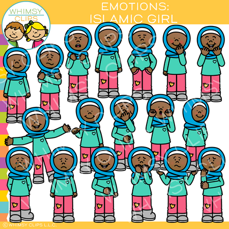 Islamic Girl Emotions Clip Art