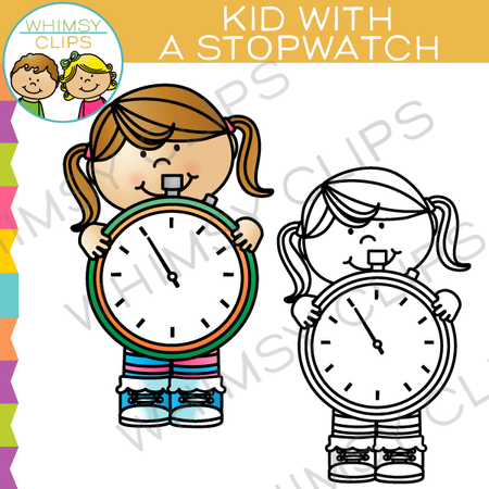 Kid with a Stopwatch Clip Art