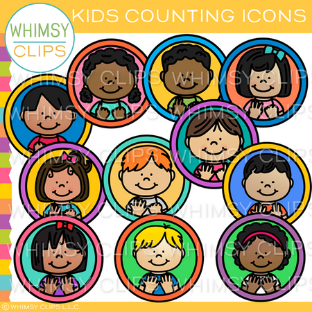 Kids Counting Icons Clip Art
