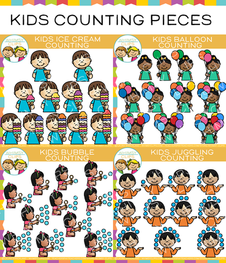 Kids Counting Pieces Clip Art
