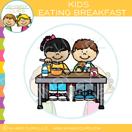 Kids Eating Breakfast Clip Art