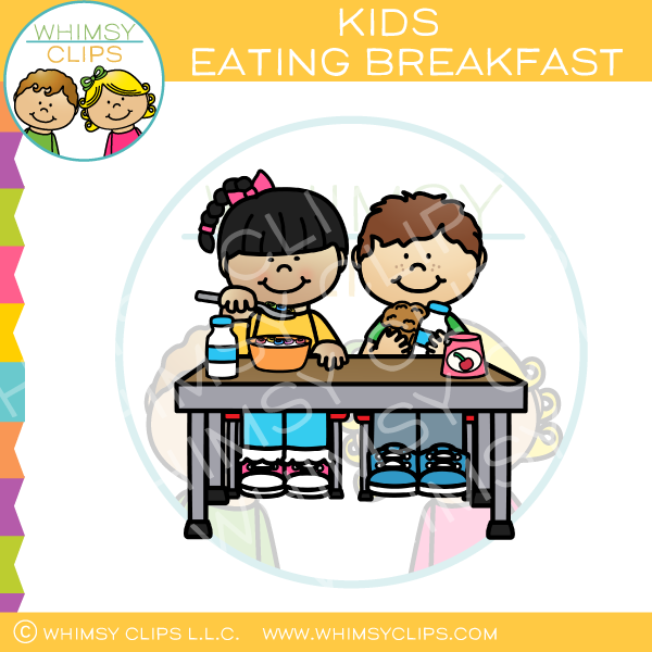 Kids Eating Breakfast Clip Art