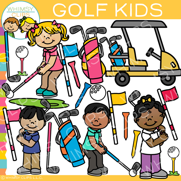 Kids Playing Golf Clip Art