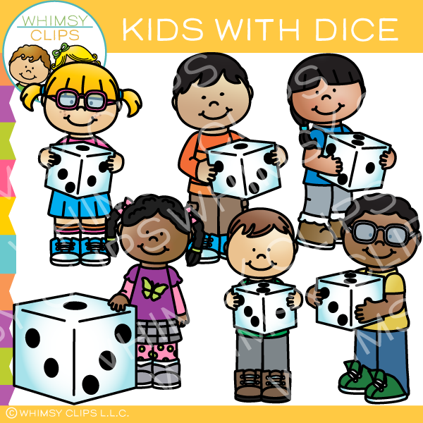 Kids Holding Dice Clip Art