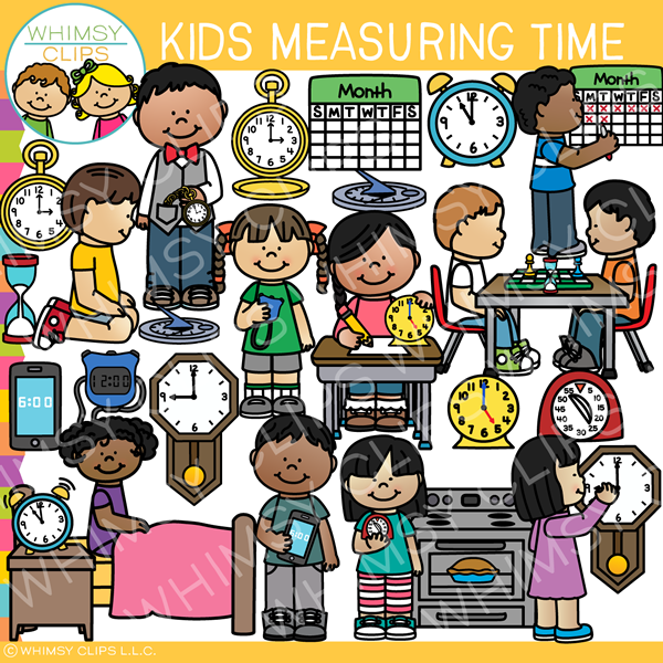 Kids Measuring Time Clip Art