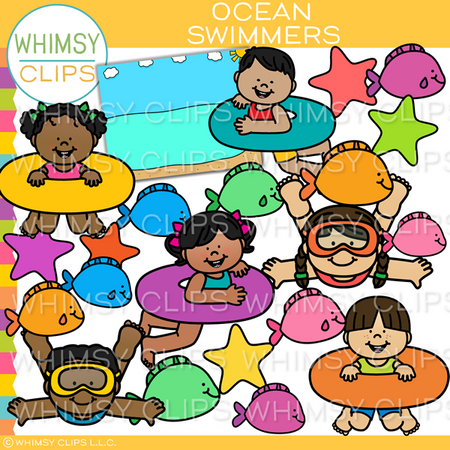 Kids Ocean Swimmers Clip Art