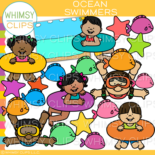 Kids Ocean Swimmers Clip Art