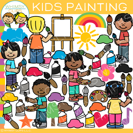 Crafty Painting Kids Clip Art