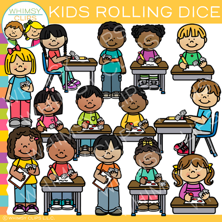 Kids Rolling Dice Clip Art
