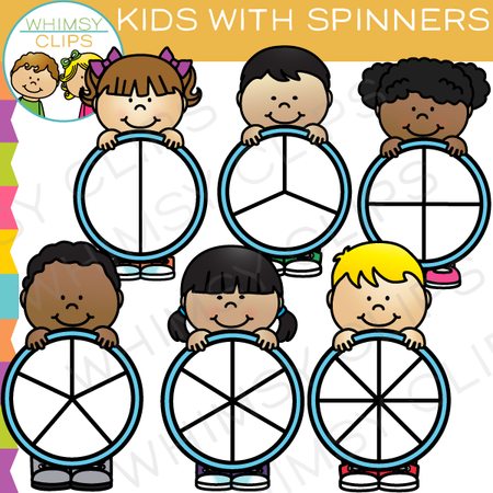 Kids with Spinners Clip Art