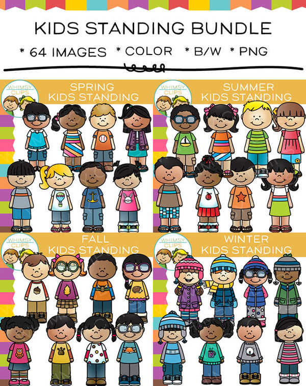 Kids Standing Clip Art Bundle