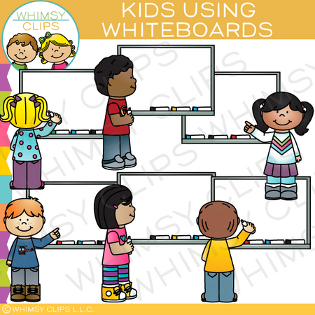 Kids Using Whiteboards Clip Art