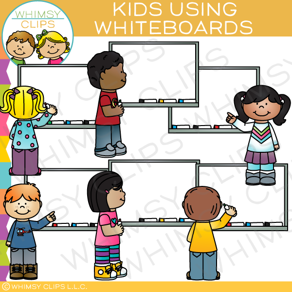 Kids Using Whiteboards Clip Art