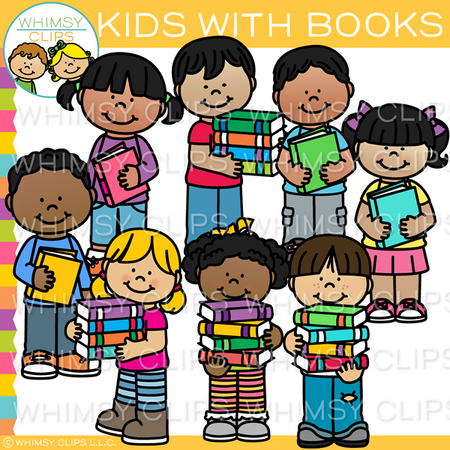 Kids with Books Clip Art