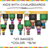 Kids with Chalkboards Clip Art