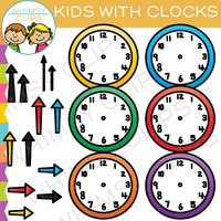 Kids with Clocks Clip Art