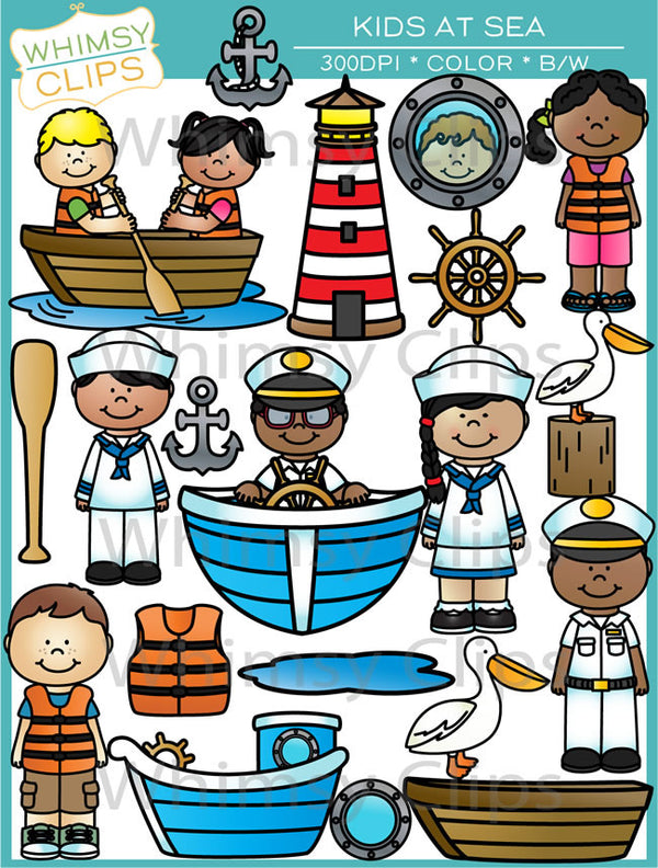 Kids At Sea Nautical Clip Art