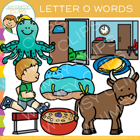 Letter O Alphabet Words Clip Art