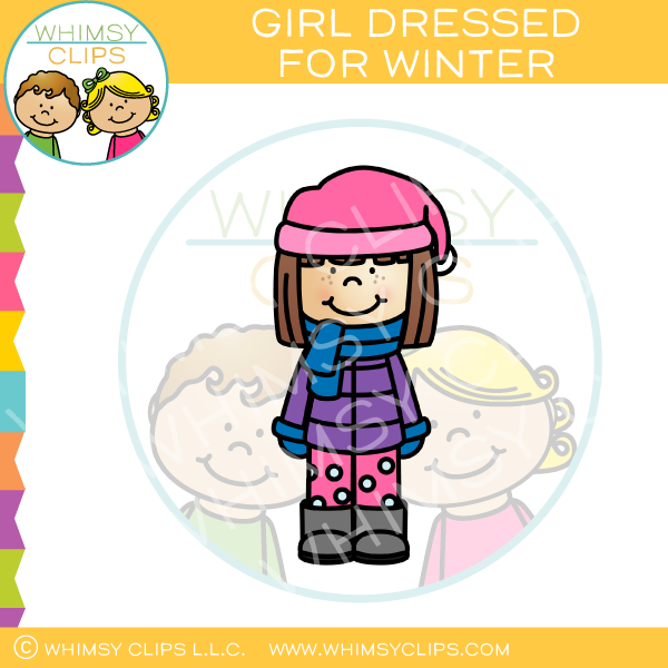 Little Girl Dressed For Winter Clip Art