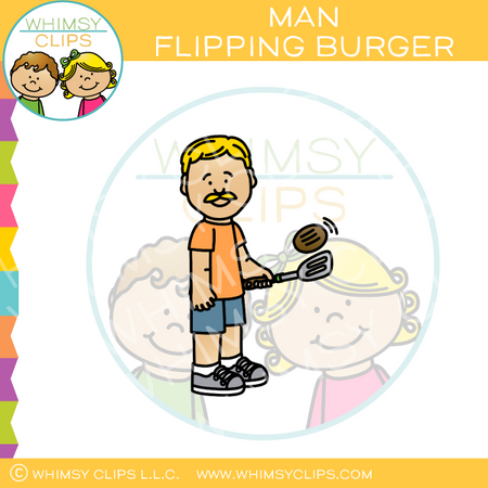 Man Flipping Burger Clip Art