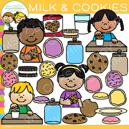 Kids Milk and Cookies Clip Art